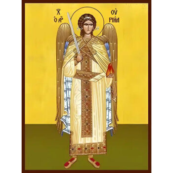 Εικόνα Ορθοδοξίας με περίγραμμα χρυσό σε ξύλο Φλαμουρίας  με  βάση Εικόνα ΑΡΧΑΓΓΕΛΟΣ ΟΥΡΙΗΛ, ΟΛΟΣΩΜΟΣ Χειροποίητη Ελληνορθόδοξη εικόνα του Ιησού Χριστού, Κρεμαστή πλάκα βυζαντινής τέχνης, χριστιανική τέχνη Διάσταση 15x11 cm (5,9x4,3 ίντσες)  INTRAEK-337757864476 - Image 1