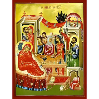 Εικόνα Ορθοδοξίας με περίγραμμα χρυσό σε ξύλο Φλαμουρίας με βάση Εικόνα ΓΕΝΕΣΙΟΝ ΘΕΟΤΟΚΟΥ Χειροποίητη Ελληνορθόδοξη εικόνα του Ιησού Χριστού, Κρεμαστή πλάκα βυζαντινής τέχνης, χριστιανική τέχνη Διάσταση 15x11 cm (5,9x4,3 ίντσες) INTRAEK-337757864465 - Image 1