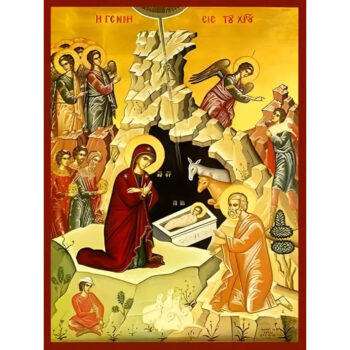 Εικόνα Ορθοδοξίας με περίγραμμα χρυσό σε ξύλο Φλαμουρίας  με  βάση Εικόνα ΓΕΝΝΗΣΙΣ ΧΡΙΣΤΟΥ Χειροποίητη Ελληνορθόδοξη εικόνα του Ιησού Χριστού, Κρεμαστή πλάκα βυζαντινής τέχνης, χριστιανική τέχνη Διάσταση 15x11 cm (5,9x4,3 ίντσες)  INTRAEK-337757863743 - Image 1