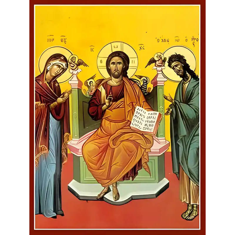 Εικόνα Ορθοδοξίας με περίγραμμα χρυσό σε ξύλο Φλαμουρίας  με  βάση Εικόνα ΔΕΗΣΙΣ (ΤΡΙΜΟΡΦΟΝ) Χειροποίητη Ελληνορθόδοξη εικόνα του Ιησού Χριστού, Κρεμαστή πλάκα βυζαντινής τέχνης, χριστιανική τέχνη Διάσταση 15x11 cm (5,9x4,3 ίντσες)  INTRAEK-337757864448
