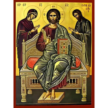 Εικόνα Ορθοδοξίας με περίγραμμα χρυσό σε ξύλο Φλαμουρίας  με  βάση Εικόνα ΔΕΗΣΙΣ (ΤΡΙΜΟΡΦΟΝ) Χειροποίητη Ελληνορθόδοξη εικόνα του Ιησού Χριστού, Κρεμαστή πλάκα βυζαντινής τέχνης, χριστιανική τέχνη Διάσταση 15x11 cm (5,9x4,3 ίντσες)  INTRAEK-337757864447 - Image 1