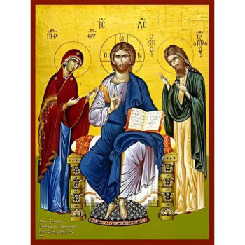 Εικόνα Ορθοδοξίας με περίγραμμα χρυσό σε ξύλο Φλαμουρίας  με  βάση Εικόνα ΔΕΗΣΙΣ (ΤΡΙΜΟΡΦΟΝ) Χειροποίητη Ελληνορθόδοξη εικόνα του Ιησού Χριστού, Κρεμαστή πλάκα βυζαντινής τέχνης, χριστιανική τέχνη Διάσταση 15x11 cm (5,9x4,3 ίντσες)  INTRAEK-337757864446 - Image 1