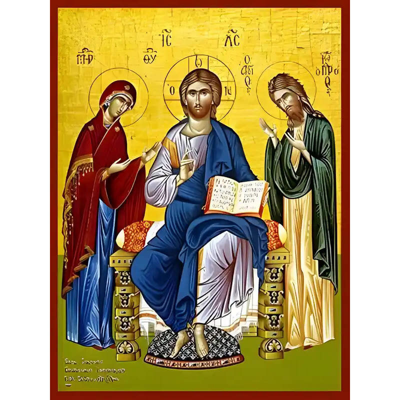 Εικόνα Ορθοδοξίας με περίγραμμα χρυσό σε ξύλο Φλαμουρίας  με  βάση Εικόνα ΔΕΗΣΙΣ (ΤΡΙΜΟΡΦΟΝ) Χειροποίητη Ελληνορθόδοξη εικόνα του Ιησού Χριστού, Κρεμαστή πλάκα βυζαντινής τέχνης, χριστιανική τέχνη Διάσταση 15x11 cm (5,9x4,3 ίντσες)  INTRAEK-337757864446