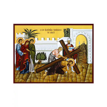 Εικόνα Ορθοδοξίας με περίγραμμα χρυσό σε ξύλο Φλαμουρίας  με  βάση Εικόνα ΕΙΣ ΓΟΛΓΟΘΑΝ ΑΝΑΒΑΣΙΣ Χειροποίητη Ελληνορθόδοξη εικόνα του Ιησού Χριστού, Κρεμαστή πλάκα βυζαντινής τέχνης, χριστιανική τέχνη Διάσταση 15x11 cm (5,9x4,3 ίντσες)  INTRAEK-337757864440 - Image 1