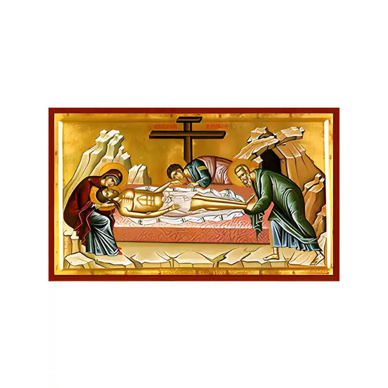 Εικόνα Ορθοδοξίας με περίγραμμα χρυσό σε ξύλο Φλαμουρίας  με  βάση Εικόνα ΕΠΙΤΑΦΙΟΣ ΘΡΗΝΟΣ Χειροποίητη Ελληνορθόδοξη εικόνα του Ιησού Χριστού, Κρεμαστή πλάκα βυζαντινής τέχνης, χριστιανική τέχνη Διάσταση 15x11 cm (5,9x4,3 ίντσες)  INTRAEK-337757864431
