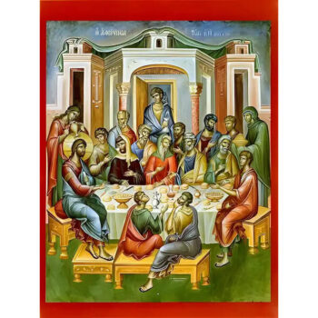 Εικόνα Ορθοδοξίας με περίγραμμα χρυσό σε ξύλο Φλαμουρίας  με  βάση Εικόνα Η ΑΛΕΙΨΑΣΑ ΤΟΝ ΚΥΡΙΟΝ ΜΥΡΩ Χειροποίητη Ελληνορθόδοξη εικόνα του Ιησού Χριστού, Κρεμαστή πλάκα βυζαντινής τέχνης, χριστιανική τέχνη Διάσταση 15x11 cm (5,9x4,3 ίντσες)  INTRAEK-337757864420 - Image 1