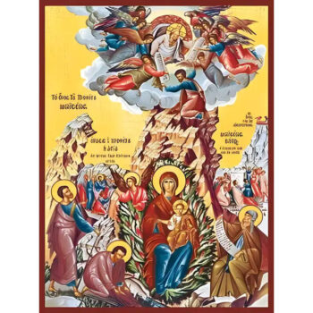 Εικόνα Ορθοδοξίας με περίγραμμα χρυσό σε ξύλο Φλαμουρίας  με  βάση Εικόνα Η ΑΦΛΕΚΤΟΣ ΒΑΤΟΣ, ΟΡΑΣΙΣ ΤΟΥ ΠΡΟΦΗΤΟΥ ΜΩΥΣΕΩΣ Χειροποίητη Ελληνορθόδοξη εικόνα του Ιησού Χριστού, Κρεμαστή πλάκα βυζαντινής τέχνης, χριστιανική τέχνη Διάσταση 15x11 cm (5,9x4,3 ίντσες)  INTRAEK-337757863737 - Image 1