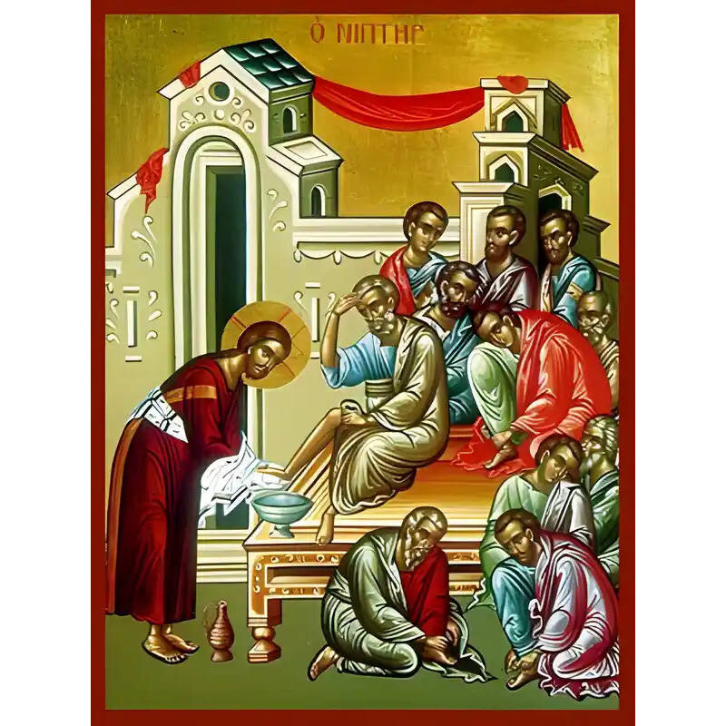 Εικόνα Ορθοδοξίας με περίγραμμα χρυσό σε ξύλο Φλαμουρίας  με  βάση Εικόνα ΙΕΡΟΣ ΝΙΠΤΗΡ Χειροποίητη Ελληνορθόδοξη εικόνα του Ιησού Χριστού, Κρεμαστή πλάκα βυζαντινής τέχνης, χριστιανική τέχνη Διάσταση 15x11 cm (5,9x4,3 ίντσες)  INTRAEK-337757864406