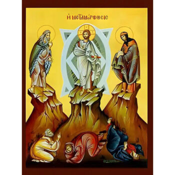 Εικόνα Ορθοδοξίας με περίγραμμα χρυσό σε ξύλο Φλαμουρίας  με  βάση Εικόνα ΜΕΤΑΜΟΡΦΩΣΙΣ ΧΡΙΣΤΟΥ Χειροποίητη Ελληνορθόδοξη εικόνα του Ιησού Χριστού, Κρεμαστή πλάκα βυζαντινής τέχνης, χριστιανική τέχνη Διάσταση 15x11 cm (5,9x4,3 ίντσες)  INTRAEK-337757864391 - Image 1