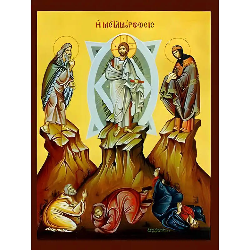 Εικόνα Ορθοδοξίας με περίγραμμα χρυσό σε ξύλο Φλαμουρίας  με  βάση Εικόνα ΜΕΤΑΜΟΡΦΩΣΙΣ ΧΡΙΣΤΟΥ Χειροποίητη Ελληνορθόδοξη εικόνα του Ιησού Χριστού, Κρεμαστή πλάκα βυζαντινής τέχνης, χριστιανική τέχνη Διάσταση 15x11 cm (5,9x4,3 ίντσες)  INTRAEK-337757864391