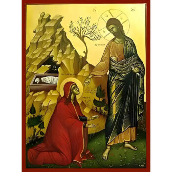 Εικόνα Ορθοδοξίας με περίγραμμα χρυσό σε ξύλο Φλαμουρίας  με  βάση Εικόνα ΜΗ ΜΟΥ ΑΠΤΟΥ Χειροποίητη Ελληνορθόδοξη εικόνα του Ιησού Χριστού, Κρεμαστή πλάκα βυζαντινής τέχνης, χριστιανική τέχνη Διάσταση 15x11 cm (5,9x4,3 ίντσες)  INTRAEK-337757864390 - Image 1