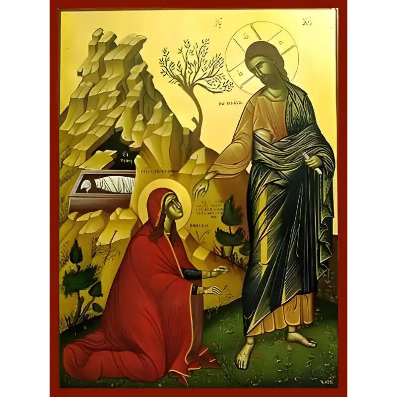 Εικόνα Ορθοδοξίας με περίγραμμα χρυσό σε ξύλο Φλαμουρίας  με  βάση Εικόνα ΜΗ ΜΟΥ ΑΠΤΟΥ Χειροποίητη Ελληνορθόδοξη εικόνα του Ιησού Χριστού, Κρεμαστή πλάκα βυζαντινής τέχνης, χριστιανική τέχνη Διάσταση 15x11 cm (5,9x4,3 ίντσες)  INTRAEK-337757864390