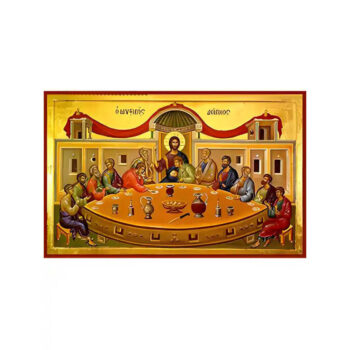 Εικόνα Ορθοδοξίας με περίγραμμα χρυσό σε ξύλο Φλαμουρίας  με  βάση Εικόνα ΜΥΣΤΙΚΟΣ ΔΕΙΠΝΟΣ Χειροποίητη Ελληνορθόδοξη εικόνα του Ιησού Χριστού, Κρεμαστή πλάκα βυζαντινής τέχνης, χριστιανική τέχνη Διάσταση 15x11 cm (5,9x4,3 ίντσες)  INTRAEK-337757863733 - Image 1