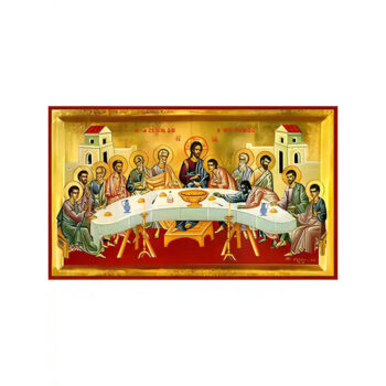 Εικόνα Ορθοδοξίας με περίγραμμα χρυσό σε ξύλο Φλαμουρίας  με  βάση Εικόνα ΜΥΣΤΙΚΟΣ ΔΕΙΠΝΟΣ Χειροποίητη Ελληνορθόδοξη εικόνα του Ιησού Χριστού, Κρεμαστή πλάκα βυζαντινής τέχνης, χριστιανική τέχνη Διάσταση 15x11 cm (5,9x4,3 ίντσες)  INTRAEK-337757864384 - Image 1