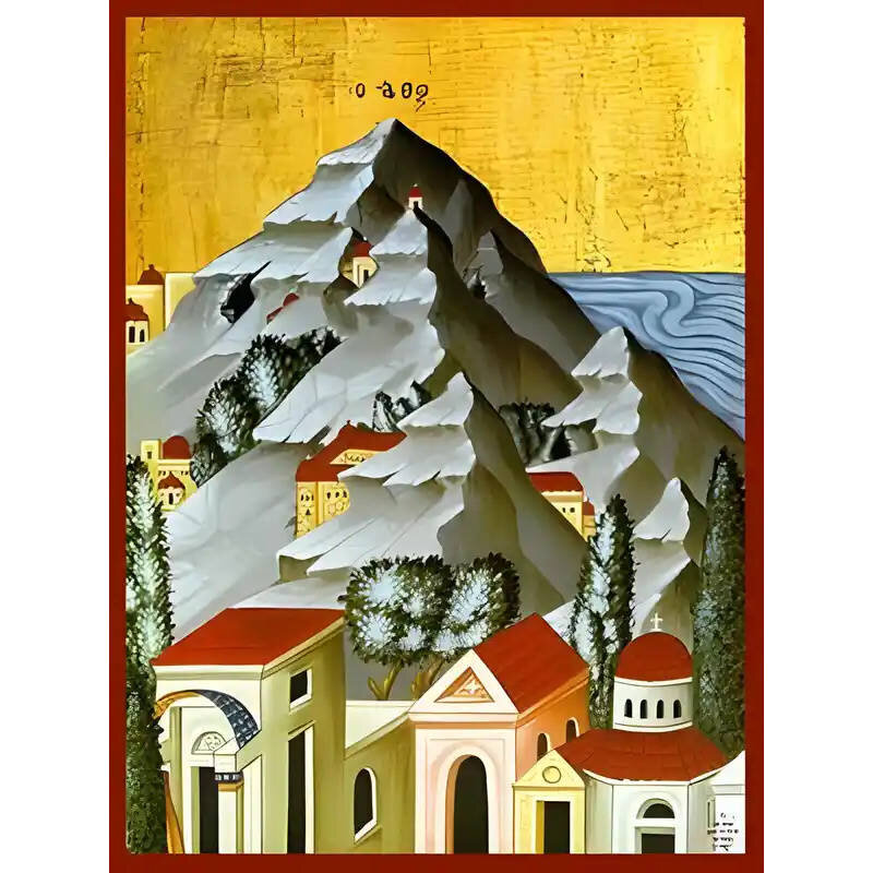 Εικόνα Ορθοδοξίας με περίγραμμα χρυσό σε ξύλο Φλαμουρίας  με  βάση Εικόνα Ο ΑΘΩΣ, ΛΕΠΤΟΜΕΡΕΙΑ Χειροποίητη Ελληνορθόδοξη εικόνα του Ιησού Χριστού, Κρεμαστή πλάκα βυζαντινής τέχνης, χριστιανική τέχνη Διάσταση 15x11 cm (5,9x4,3 ίντσες)  INTRAEK-337757864372