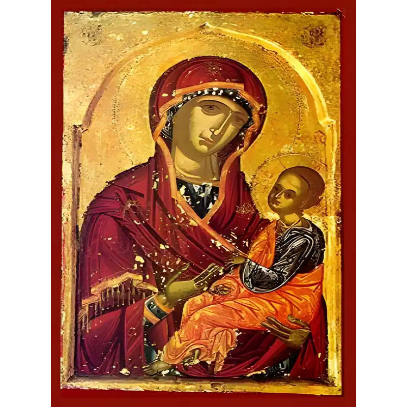 Εικόνα Ορθοδοξίας με περίγραμμα χρυσό σε ξύλο Φλαμουρίας  με  βάση Εικόνα ΠΑΝΑΓΙΑ ΜΕ ΧΡΙΣΤΟ Χειροποίητη Ελληνορθόδοξη εικόνα του Ιησού Χριστού, Κρεμαστή πλάκα βυζαντινής τέχνης, χριστιανική τέχνη Διάσταση 15x11 cm (5,9x4,3 ίντσες)  INTRAEK-337757864361