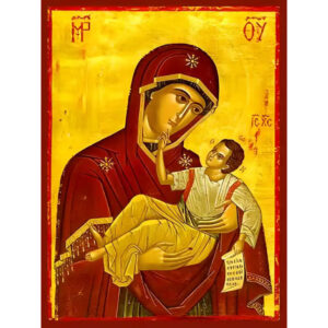 Εικόνα Ορθοδοξίας με περίγραμμα χρυσό σε ξύλο Φλαμουρίας  με  βάση Εικόνα ΠΑΝΑΓΙΑ ΜΕ ΧΡΙΣΤΟ, (ΕΝ ΙΜΑΤΙΣΜΩ ΔΙΑ ΧΡΥΣΩ…) Χειροποίητη Ελληνορθόδοξη εικόνα του Ιησού Χριστού, Κρεμαστή πλάκα βυζαντινής τέχνης, χριστιανική τέχνη Διάσταση 15x11 cm (5,9x4,3 ίντσες)  INTRAEK-337757864359