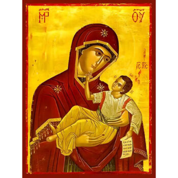 Εικόνα Ορθοδοξίας με περίγραμμα χρυσό σε ξύλο Φλαμουρίας  με  βάση Εικόνα ΠΑΝΑΓΙΑ ΜΕ ΧΡΙΣΤΟ, (ΕΝ ΙΜΑΤΙΣΜΩ ΔΙΑ ΧΡΥΣΩ…) Χειροποίητη Ελληνορθόδοξη εικόνα του Ιησού Χριστού, Κρεμαστή πλάκα βυζαντινής τέχνης, χριστιανική τέχνη Διάσταση 15x11 cm (5,9x4,3 ίντσες)  INTRAEK-337757864359 - Image 1
