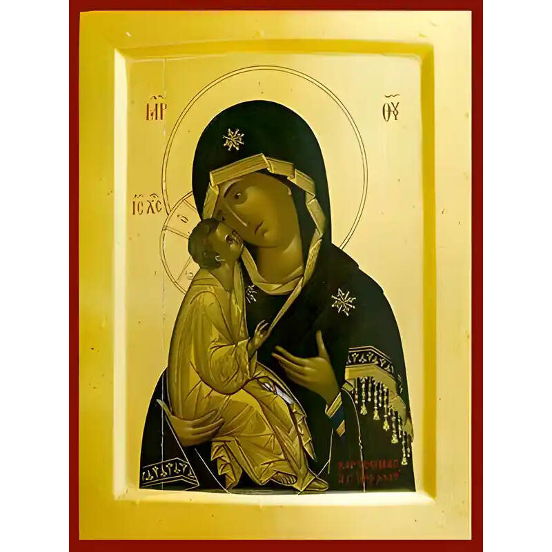 Εικόνα Ορθοδοξίας με περίγραμμα χρυσό σε ξύλο Φλαμουρίας  με  βάση Εικόνα ΠΑΝΑΓΙΑ ΜΕ ΧΡΙΣΤΟ, ΓΛΥΚΟΦΙΛΟΥΣΑ Χειροποίητη Ελληνορθόδοξη εικόνα του Ιησού Χριστού, Κρεμαστή πλάκα βυζαντινής τέχνης, χριστιανική τέχνη Διάσταση 15x11 cm (5,9x4,3 ίντσες)  INTRAEK-337757864346
