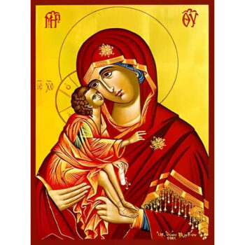 Εικόνα Ορθοδοξίας με περίγραμμα χρυσό σε ξύλο Φλαμουρίας με βάση Εικόνα ΠΑΝΑΓΙΑ ΜΕ ΧΡΙΣΤΟ, ΓΛΥΚΟΦΙΛΟΥΣΑ Χειροποίητη Ελληνορθόδοξη εικόνα του Ιησού Χριστού, Κρεμαστή πλάκα βυζαντινής τέχνης, χριστιανική τέχνη Διάσταση 15x11 cm (5,9x4,3 ίντσες) INTRAEK-337757864341 - Image 1