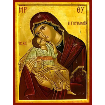 Εικόνα Ορθοδοξίας με περίγραμμα χρυσό σε ξύλο Φλαμουρίας  με  βάση Εικόνα ΠΑΝΑΓΙΑ ΜΕ ΧΡΙΣΤΟ, ΓΛΥΚΟΦΙΛΟΥΣΑ Χειροποίητη Ελληνορθόδοξη εικόνα του Ιησού Χριστού, Κρεμαστή πλάκα βυζαντινής τέχνης, χριστιανική τέχνη Διάσταση 15x11 cm (5,9x4,3 ίντσες)  INTRAEK-337757863727 - Image 1