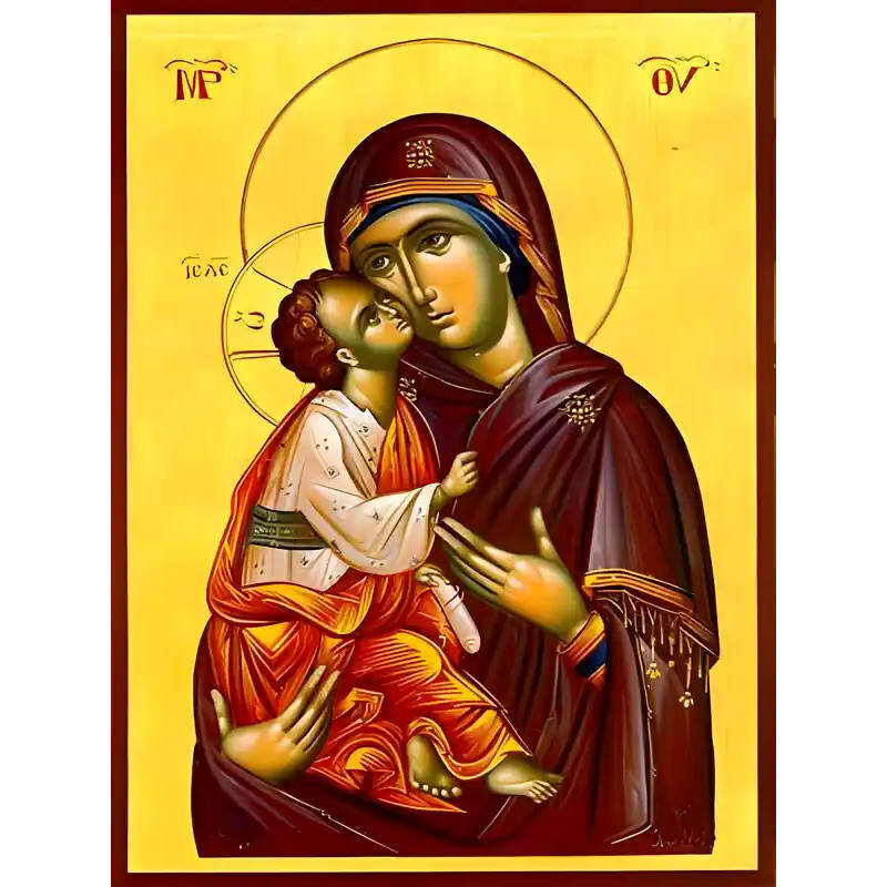 Εικόνα Ορθοδοξίας με περίγραμμα χρυσό σε ξύλο Φλαμουρίας  με  βάση Εικόνα ΠΑΝΑΓΙΑ ΜΕ ΧΡΙΣΤΟ, ΓΛΥΚΟΦΙΛΟΥΣΑ Χειροποίητη Ελληνορθόδοξη εικόνα του Ιησού Χριστού, Κρεμαστή πλάκα βυζαντινής τέχνης, χριστιανική τέχνη Διάσταση 15x11 cm (5,9x4,3 ίντσες)  INTRAEK-337757864331