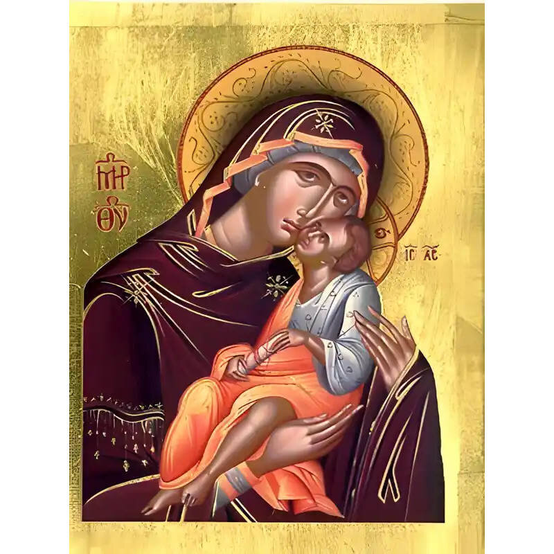 Εικόνα Ορθοδοξίας με περίγραμμα χρυσό σε ξύλο Φλαμουρίας  με  βάση Εικόνα ΠΑΝΑΓΙΑ ΜΕ ΧΡΙΣΤΟ, ΓΛΥΚΟΦΙΛΟΥΣΑ Χειροποίητη Ελληνορθόδοξη εικόνα του Ιησού Χριστού, Κρεμαστή πλάκα βυζαντινής τέχνης, χριστιανική τέχνη Διάσταση 15x11 cm (5,9x4,3 ίντσες)  INTRAEK-337757863726