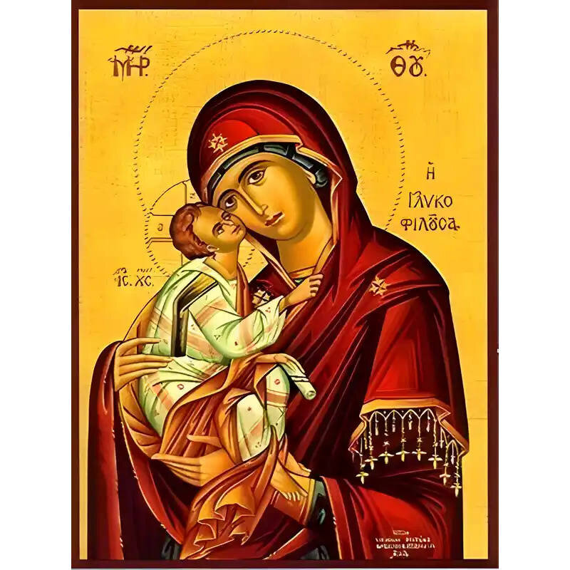 Εικόνα Ορθοδοξίας με περίγραμμα χρυσό σε ξύλο Φλαμουρίας  με  βάση Εικόνα ΠΑΝΑΓΙΑ ΜΕ ΧΡΙΣΤΟ, ΓΛΥΚΟΦΙΛΟΥΣΑ Χειροποίητη Ελληνορθόδοξη εικόνα του Ιησού Χριστού, Κρεμαστή πλάκα βυζαντινής τέχνης, χριστιανική τέχνη Διάσταση 15x11 cm (5,9x4,3 ίντσες)  INTRAEK-337757864328