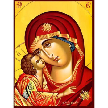 Εικόνα Ορθοδοξίας με περίγραμμα χρυσό σε ξύλο Φλαμουρίας  με  βάση Εικόνα ΠΑΝΑΓΙΑ ΜΕ ΧΡΙΣΤΟ, ΓΛΥΚΟΦΙΛΟΥΣΑ , ΠΡΟΤΟΜΗ Χειροποίητη Ελληνορθόδοξη εικόνα του Ιησού Χριστού, Κρεμαστή πλάκα βυζαντινής τέχνης, χριστιανική τέχνη Διάσταση 15x11 cm (5,9x4,3 ίντσες)  INTRAEK-337757864327 - Image 1