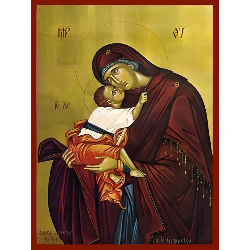 Εικόνα Ορθοδοξίας με περίγραμμα χρυσό σε ξύλο Φλαμουρίας  με  βάση Εικόνα ΠΑΝΑΓΙΑ ΜΕ ΧΡΙΣΤΟ, ΓΛΥΚΟΦΙΛΟΥΣΑ (ΙΕΡΑ ΜΟΝΗ ΤΗΣ ΧΩΡΑΣ / ΚΑΧΡΙΕ ΤΖΑΜΙ) Χειροποίητη Ελληνορθόδοξη εικόνα του Ιησού Χριστού, Κρεμαστή πλάκα βυζαντινής τέχνης, χριστιανική τέχνη Διάσταση 15x11 cm (5,9x4,3 ίντσες)  INTRAEK-337757864326