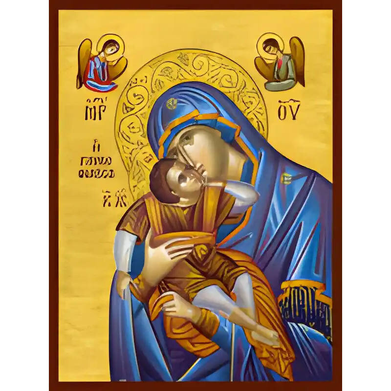 Εικόνα Ορθοδοξίας με περίγραμμα χρυσό σε ξύλο Φλαμουρίας  με  βάση Εικόνα ΠΑΝΑΓΙΑ ΜΕ ΧΡΙΣΤΟ, ΓΛΥΚΟΦΙΛΟΥΣΑ (ΤΥΠΟΣ Ι.Μ.ΦΙΛΟΘΕΟΥ, ΑΓ.ΟΡΟΣ) Χειροποίητη Ελληνορθόδοξη εικόνα του Ιησού Χριστού, Κρεμαστή πλάκα βυζαντινής τέχνης, χριστιανική τέχνη Διάσταση 15x11 cm (5,9x4,3 ίντσες)  INTRAEK-337757864325