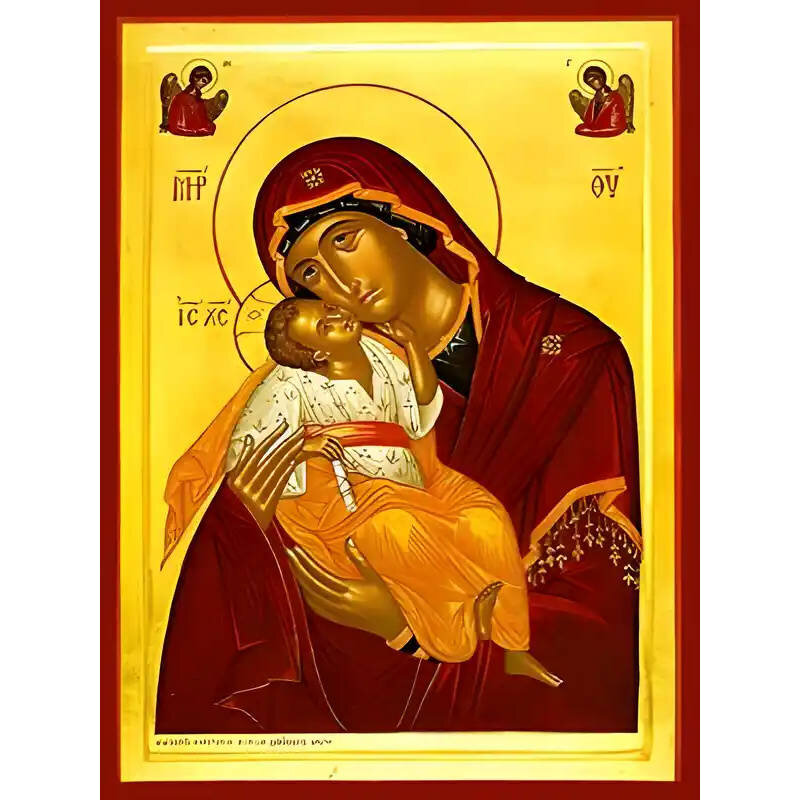 Εικόνα Ορθοδοξίας με περίγραμμα χρυσό σε ξύλο Φλαμουρίας  με  βάση Εικόνα ΠΑΝΑΓΙΑ ΜΕ ΧΡΙΣΤΟ, ΓΛΥΚΟΦΙΛΟΥΣΑ ΜΕ ΑΓΓΕΛΟΥΣ Χειροποίητη Ελληνορθόδοξη εικόνα του Ιησού Χριστού, Κρεμαστή πλάκα βυζαντινής τέχνης, χριστιανική τέχνη Διάσταση 15x11 cm (5,9x4,3 ίντσες)  INTRAEK-337757864323