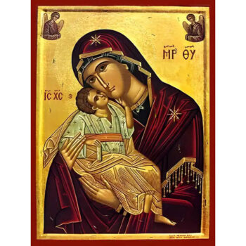 Εικόνα Ορθοδοξίας με περίγραμμα χρυσό σε ξύλο Φλαμουρίας  με  βάση Εικόνα ΠΑΝΑΓΙΑ ΜΕ ΧΡΙΣΤΟ, ΓΛΥΚΟΦΙΛΟΥΣΑ ΜΕ ΑΓΓΕΛΟΥΣ Χειροποίητη Ελληνορθόδοξη εικόνα του Ιησού Χριστού, Κρεμαστή πλάκα βυζαντινής τέχνης, χριστιανική τέχνη Διάσταση 15x11 cm (5,9x4,3 ίντσες)  INTRAEK-337757864322 - Image 1