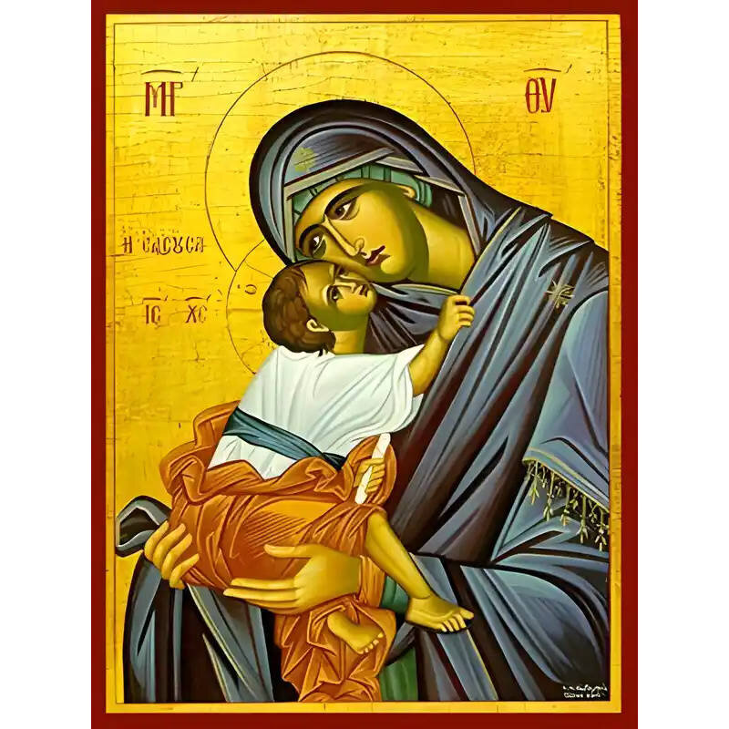 Εικόνα Ορθοδοξίας με περίγραμμα χρυσό σε ξύλο Φλαμουρίας  με  βάση Εικόνα ΠΑΝΑΓΙΑ ΜΕ ΧΡΙΣΤΟ, ΓΛΥΚΟΦΙΛΟΥΣΑ, ΕΛΕΟΥΣΑ Χειροποίητη Ελληνορθόδοξη εικόνα του Ιησού Χριστού, Κρεμαστή πλάκα βυζαντινής τέχνης, χριστιανική τέχνη Διάσταση 15x11 cm (5,9x4,3 ίντσες)  INTRAEK-337757864313