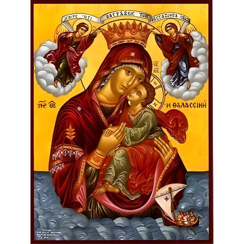 Εικόνα Ορθοδοξίας με περίγραμμα χρυσό σε ξύλο Φλαμουρίας  με  βάση Εικόνα ΠΑΝΑΓΙΑ ΜΕ ΧΡΙΣΤΟ, ΓΛΥΚΟΦΙΛΟΥΣΑ, Η ΘΑΛΑΣΣΙΝΗ Χειροποίητη Ελληνορθόδοξη εικόνα του Ιησού Χριστού, Κρεμαστή πλάκα βυζαντινής τέχνης, χριστιανική τέχνη Διάσταση 15x11 cm (5,9x4,3 ίντσες)  INTRAEK-337757864312