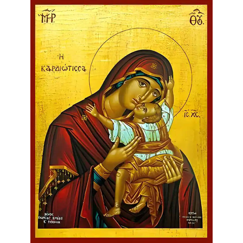 Εικόνα Ορθοδοξίας με περίγραμμα χρυσό σε ξύλο Φλαμουρίας  με  βάση Εικόνα ΠΑΝΑΓΙΑ ΜΕ ΧΡΙΣΤΟ, ΓΛΥΚΟΦΙΛΟΥΣΑ, ΚΑΡΔΙΩΤΙΣΣΑ Χειροποίητη Ελληνορθόδοξη εικόνα του Ιησού Χριστού, Κρεμαστή πλάκα βυζαντινής τέχνης, χριστιανική τέχνη Διάσταση 15x11 cm (5,9x4,3 ίντσες)  INTRAEK-337757864311