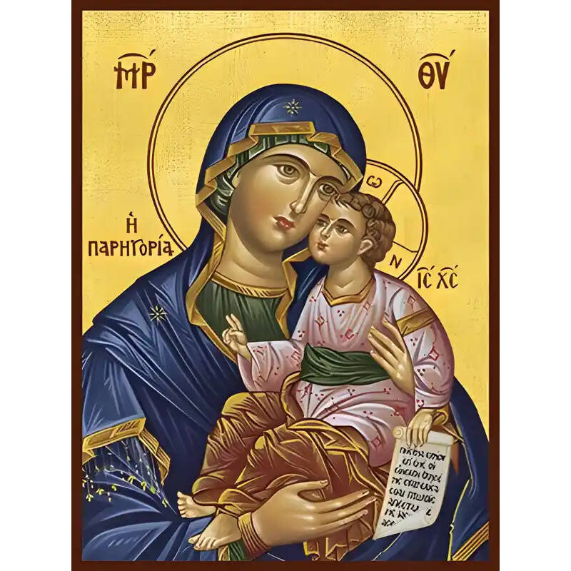 Εικόνα Ορθοδοξίας με περίγραμμα χρυσό σε ξύλο Φλαμουρίας  με  βάση Εικόνα ΠΑΝΑΓΙΑ ΜΕ ΧΡΙΣΤΟ, ΓΛΥΚΟΦΙΛΟΥΣΑ, ΠΑΡΗΓΟΡΙΑ Χειροποίητη Ελληνορθόδοξη εικόνα του Ιησού Χριστού, Κρεμαστή πλάκα βυζαντινής τέχνης, χριστιανική τέχνη Διάσταση 15x11 cm (5,9x4,3 ίντσες)  INTRAEK-337757864302