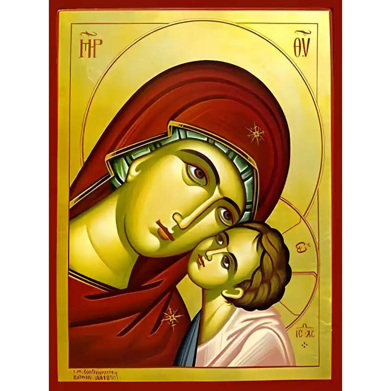 Εικόνα Ορθοδοξίας με περίγραμμα χρυσό σε ξύλο Φλαμουρίας  με  βάση Εικόνα ΠΑΝΑΓΙΑ ΜΕ ΧΡΙΣΤΟ, ΓΛΥΚΟΦΙΛΟΥΣΑ, ΠΡΟΤΟΜΗ Χειροποίητη Ελληνορθόδοξη εικόνα του Ιησού Χριστού, Κρεμαστή πλάκα βυζαντινής τέχνης, χριστιανική τέχνη Διάσταση 15x11 cm (5,9x4,3 ίντσες)  INTRAEK-337757864299