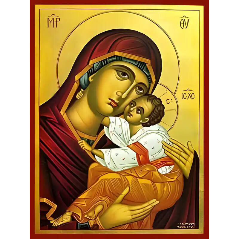 Εικόνα Ορθοδοξίας με περίγραμμα χρυσό σε ξύλο Φλαμουρίας  με  βάση Εικόνα ΠΑΝΑΓΙΑ ΜΕ ΧΡΙΣΤΟ, ΓΛΥΚΟΦΙΛΟΥΣΑ, ΠΡΟΤΟΜΗ Χειροποίητη Ελληνορθόδοξη εικόνα του Ιησού Χριστού, Κρεμαστή πλάκα βυζαντινής τέχνης, χριστιανική τέχνη Διάσταση 15x11 cm (5,9x4,3 ίντσες)  INTRAEK-337757864296