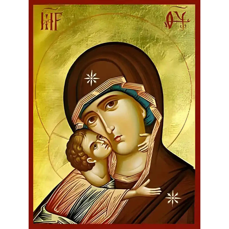 Εικόνα Ορθοδοξίας με περίγραμμα χρυσό σε ξύλο Φλαμουρίας  με  βάση Εικόνα ΠΑΝΑΓΙΑ ΜΕ ΧΡΙΣΤΟ, ΓΛΥΚΟΦΙΛΟΥΣΑ, ΠΡΟΤΟΜΗ Χειροποίητη Ελληνορθόδοξη εικόνα του Ιησού Χριστού, Κρεμαστή πλάκα βυζαντινής τέχνης, χριστιανική τέχνη Διάσταση 15x11 cm (5,9x4,3 ίντσες)  INTRAEK-337757864295