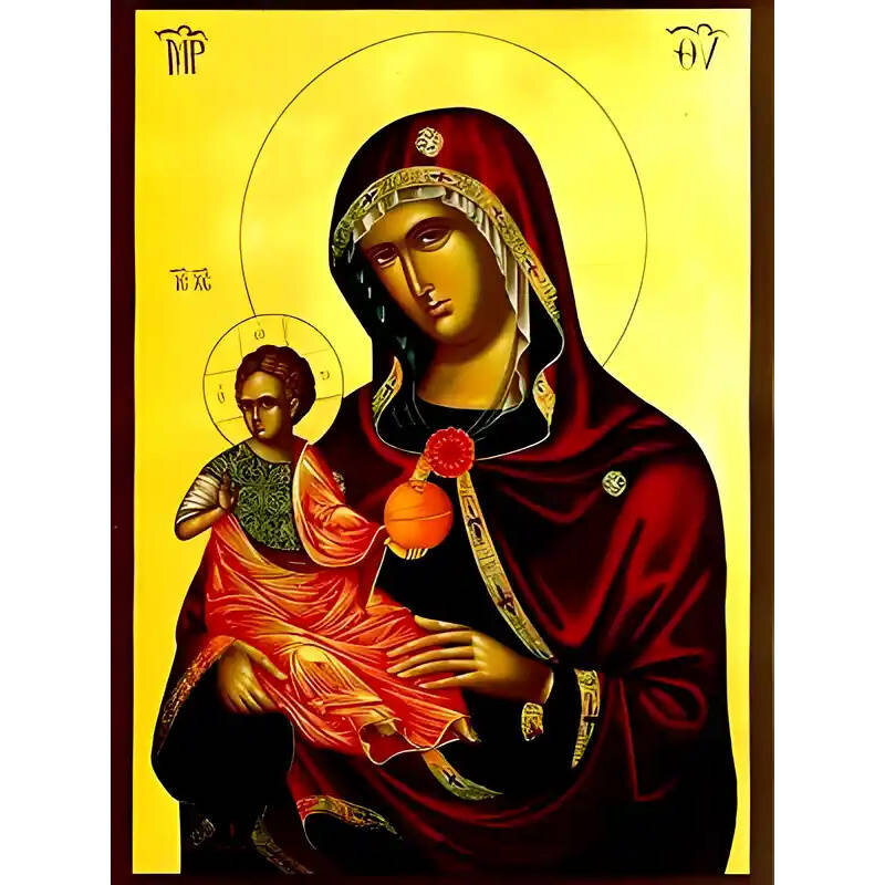 Εικόνα Ορθοδοξίας με περίγραμμα χρυσό σε ξύλο Φλαμουρίας  με  βάση Εικόνα ΠΑΝΑΓΙΑ ΜΕ ΧΡΙΣΤΟ, ΔΙΟΤΙΣΑ Χειροποίητη Ελληνορθόδοξη εικόνα του Ιησού Χριστού, Κρεμαστή πλάκα βυζαντινής τέχνης, χριστιανική τέχνη Διάσταση 15x11 cm (5,9x4,3 ίντσες)  INTRAEK-337757864291