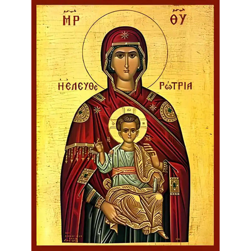 Εικόνα Ορθοδοξίας με περίγραμμα χρυσό σε ξύλο Φλαμουρίας  με  βάση Εικόνα ΠΑΝΑΓΙΑ ΜΕ ΧΡΙΣΤΟ, ΕΛΕΥΘΕΡΩΤΡΙΑ Χειροποίητη Ελληνορθόδοξη εικόνα του Ιησού Χριστού, Κρεμαστή πλάκα βυζαντινής τέχνης, χριστιανική τέχνη Διάσταση 15x11 cm (5,9x4,3 ίντσες)  INTRAEK-337757864289