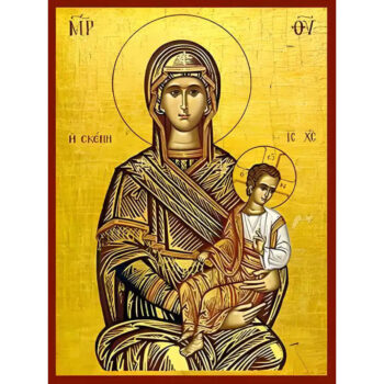 Εικόνα Ορθοδοξίας με περίγραμμα χρυσό σε ξύλο Φλαμουρίας  με  βάση Εικόνα ΠΑΝΑΓΙΑ ΜΕ ΧΡΙΣΤΟ, Η ΑΓΙΑ ΣΚΕΠΗ Χειροποίητη Ελληνορθόδοξη εικόνα του Ιησού Χριστού, Κρεμαστή πλάκα βυζαντινής τέχνης, χριστιανική τέχνη Διάσταση 15x11 cm (5,9x4,3 ίντσες)  INTRAEK-337757864279 - Image 1