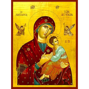 Εικόνα Ορθοδοξίας με περίγραμμα χρυσό σε ξύλο Φλαμουρίας  με  βάση Εικόνα ΠΑΝΑΓΙΑ ΜΕ ΧΡΙΣΤΟ, Η ΒΑΣΙΛΙΣΣΑ ΤΩΝ ΑΓΓΕΛΩΝ Χειροποίητη Ελληνορθόδοξη εικόνα του Ιησού Χριστού, Κρεμαστή πλάκα βυζαντινής τέχνης, χριστιανική τέχνη Διάσταση 15x11 cm (5,9x4,3 ίντσες)  INTRAEK-337757864278 - Image 1