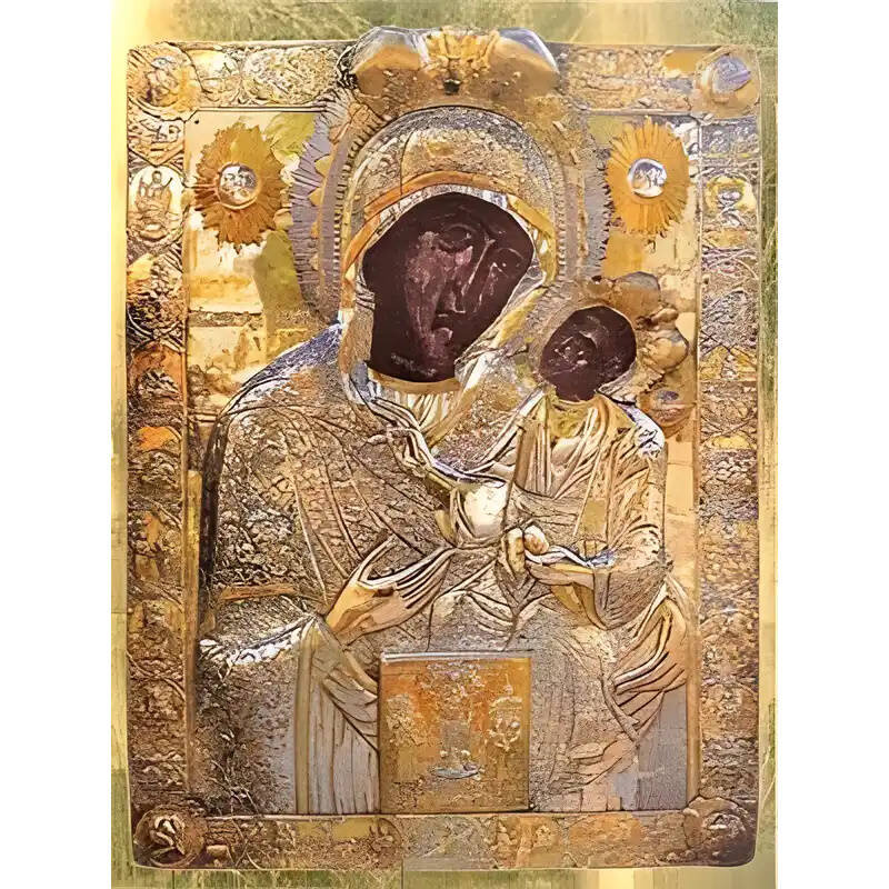 Εικόνα Ορθοδοξίας με περίγραμμα χρυσό σε ξύλο Φλαμουρίας  με  βάση Εικόνα ΠΑΝΑΓΙΑ ΜΕ ΧΡΙΣΤΟ, Η ΕΚΑΤΟΝΤΑΠΥΛΙΑΝΗ ΤΗΣ ΠΑΡΟΥ Χειροποίητη Ελληνορθόδοξη εικόνα του Ιησού Χριστού, Κρεμαστή πλάκα βυζαντινής τέχνης, χριστιανική τέχνη Διάσταση 15x11 cm (5,9x4,3 ίντσες)  INTRAEK-337757864277