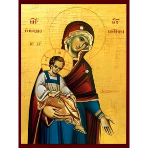 Εικόνα Ορθοδοξίας με περίγραμμα χρυσό σε ξύλο Φλαμουρίας  με  βάση Εικόνα ΠΑΝΑΓΙΑ ΜΕ ΧΡΙΣΤΟ, Η ΚΟΣΜΟΣΩΤΗΡΑ Χειροποίητη Ελληνορθόδοξη εικόνα του Ιησού Χριστού, Κρεμαστή πλάκα βυζαντινής τέχνης, χριστιανική τέχνη Διάσταση 15x11 cm (5,9x4,3 ίντσες)  INTRAEK-337757864272