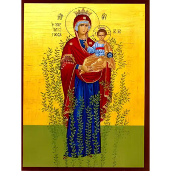 Εικόνα Ορθοδοξίας με περίγραμμα χρυσό σε ξύλο Φλαμουρίας  με  βάση Εικόνα ΠΑΝΑΓΙΑ ΜΕ ΧΡΙΣΤΟ, Η ΜΥΡΤΙΔΙΩΤΙΣΣΑ, ΟΛΟΣΩΜΗ Χειροποίητη Ελληνορθόδοξη εικόνα του Ιησού Χριστού, Κρεμαστή πλάκα βυζαντινής τέχνης, χριστιανική τέχνη Διάσταση 15x11 cm (5,9x4,3 ίντσες)  INTRAEK-337757864269 - Image 1