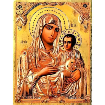 Εικόνα Ορθοδοξίας με περίγραμμα χρυσό σε ξύλο Φλαμουρίας  με  βάση Εικόνα ΠΑΝΑΓΙΑ ΜΕ ΧΡΙΣΤΟ, ΙΕΡΟΣΟΛΥΜΙΤΙΣΣΑ Χειροποίητη Ελληνορθόδοξη εικόνα του Ιησού Χριστού, Κρεμαστή πλάκα βυζαντινής τέχνης, χριστιανική τέχνη Διάσταση 15x11 cm (5,9x4,3 ίντσες)  INTRAEK-337757864265 - Image 1