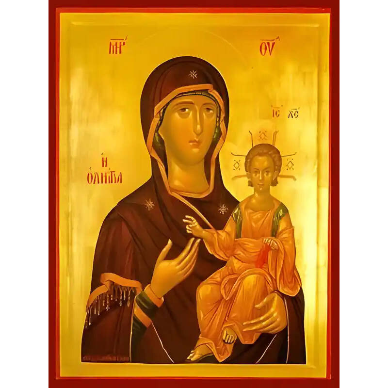 Εικόνα Ορθοδοξίας με περίγραμμα χρυσό σε ξύλο Φλαμουρίας  με  βάση Εικόνα ΠΑΝΑΓΙΑ ΜΕ ΧΡΙΣΤΟ, ΟΔΗΓΗΤΡΙΑ Χειροποίητη Ελληνορθόδοξη εικόνα του Ιησού Χριστού, Κρεμαστή πλάκα βυζαντινής τέχνης, χριστιανική τέχνη Διάσταση 15x11 cm (5,9x4,3 ίντσες)  INTRAEK-337757864256