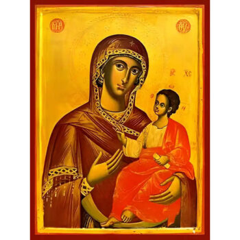 Εικόνα Ορθοδοξίας με περίγραμμα χρυσό σε ξύλο Φλαμουρίας  με  βάση Εικόνα ΠΑΝΑΓΙΑ ΜΕ ΧΡΙΣΤΟ, ΟΔΗΓΗΤΡΙΑ Χειροποίητη Ελληνορθόδοξη εικόνα του Ιησού Χριστού, Κρεμαστή πλάκα βυζαντινής τέχνης, χριστιανική τέχνη Διάσταση 15x11 cm (5,9x4,3 ίντσες)  INTRAEK-337757864253 - Image 1